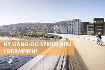 Ny gang- og sykkel bru i Drammen